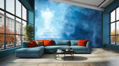 Jesus Christ On Stairway In The Clouds With Brilliant Light - Ascension And Return Of Christ Concept Wall mural