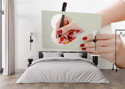  woman writing a greeting card Wall mural