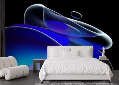 3d render of abstract art with part of surreal 3d ball or sphere in curve wavy round and spherical l Wall mural