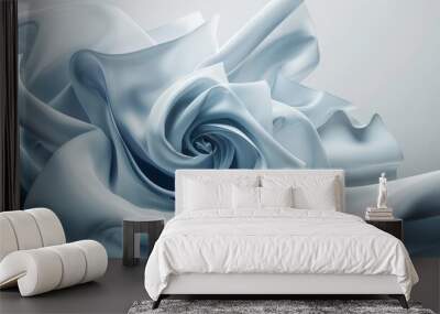 A close-up of abstract flowing fabric in soft blue tones, creating a delicate and elegant texture, ideal for backgrounds, design, and artistic conce Wall mural