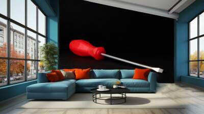 screwdriver with red handle on black background Wall mural