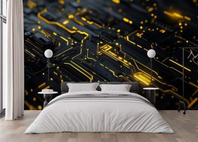 Black and Yellow high-tech background Wall mural