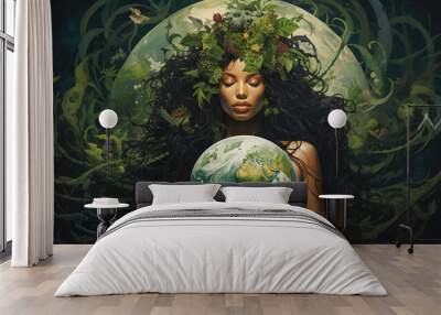 Artistic image of mother earth. World environment and mother earth day concept Wall mural