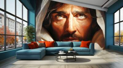 Portrait of Jesus Christ in white robe Wall mural