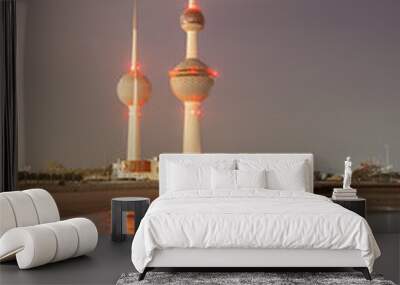 Arabian Gulf beach and the Kuwait Towers Wall mural