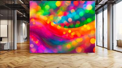 abstract and colorful rainbow pattern of iridescent organic shapes with soft flowing movement and bo Wall mural