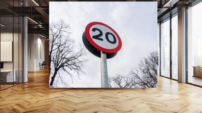 Road signs indicating the new 20 MPH speed limit in residential area's in Wales, UK Wall mural