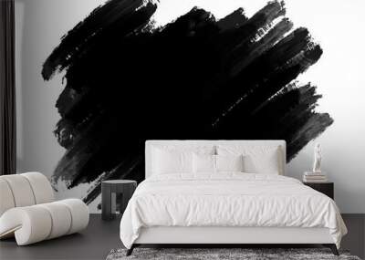 Black oil grungy brush strokes painting, isolated object, smudge or stain design element Wall mural