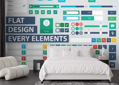 Flat ui kit design elements for webdesign Wall mural