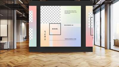 Pastel gradient social media templates, place for photos, instagram and facebook web banners, square business layouts graphic for company Wall mural