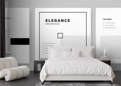 Social media posts layouts with minimal elements, grey tones, clean editable business templates, elegance graphics, set of modern corporate design Wall mural