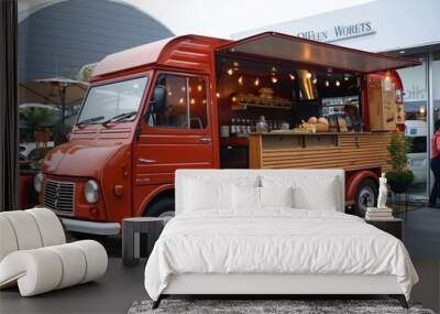 food truck on street food in nitght Wall mural