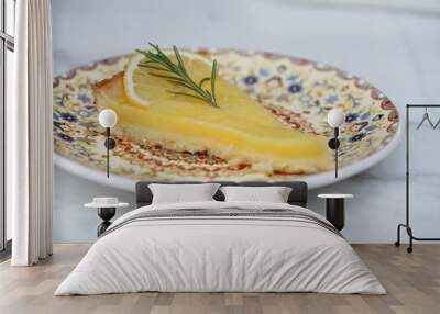 Lemon tart dessert, cut into slices, ready to eat in restaurants Wall mural