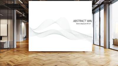 Abstract wave design geometric pattern. Background digital technology line frequency, smooth stripe, color tone white gray and black. Graphic element concept with copy space, crypto currency. Vector. Wall mural