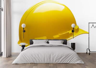 Back view of yellow safety helmet isolated Wall mural