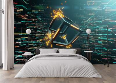 Blockchain technology concept Wall mural