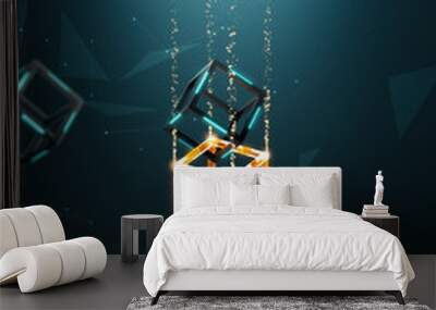 Blockchain technology with abstract background Wall mural