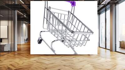 Empty shopping cart isolated Wall mural