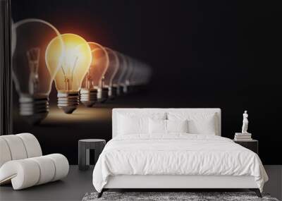 Glowing Light Bulb Wall mural