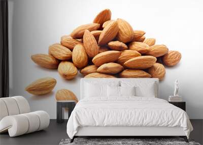 Heap of almonds isolated on white background - clipping path included Wall mural