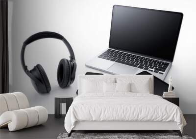 Laptop, tablet, smartphone and headphone Wall mural