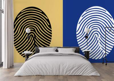 two white and black fingerprints, vector illustration Wall mural