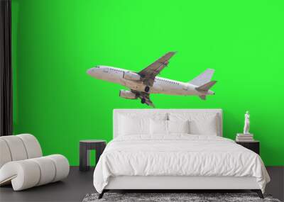 Airplane isolate on green background Wall mural