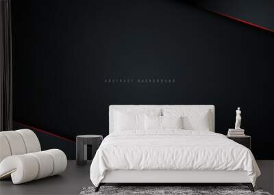 Abstract black metallic with red shiny light layout modern technology design template background Wall mural