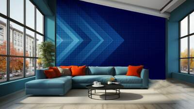 Abstract blue arrow glowing with lighting and line grid on blue background technology hi-tech concept Wall mural