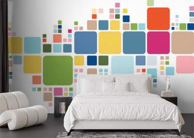 abstract colorful geometric square border pattern on white background Wall mural