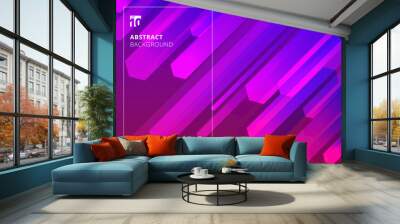 Abstract Colorful Hexagon dynamic shape composition purple background. Wall mural