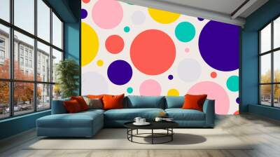 Abstract colorful random circles seamless pattern on white background Wall mural