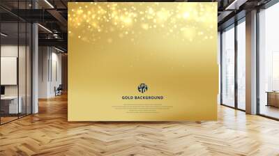 abstract gold blurred background with bokeh and gold glitter header. Wall mural