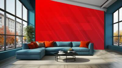 Abstract lines pattern technology on red gradients background. Wall mural