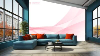 Abstract modern light pink wave element on white background with space for your text. Wall mural