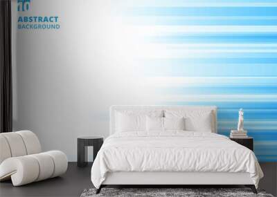 Abstract motion geometric shiny bright blue overlapping technology concept on white background with copy space. Wall mural