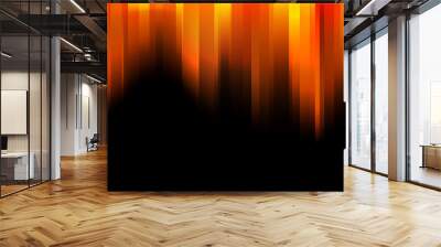 Abstract orange and yellow gradient stripes motion blur on black background texture. Vector illustration Wall mural