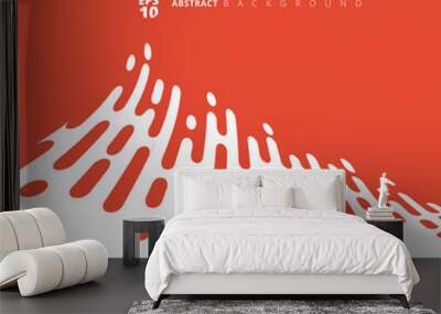 Abstract red or orange rounded lines halftone distort transition. Wall mural