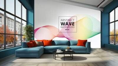 Abstract smooth waves lines colorful on white background. Liquid shape motion curve rainbow line. Wall mural