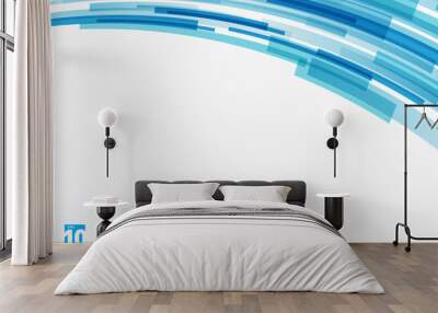 Abstract technology curve overlapped geometric squares shape blue colour on white background with copy space. Wall mural