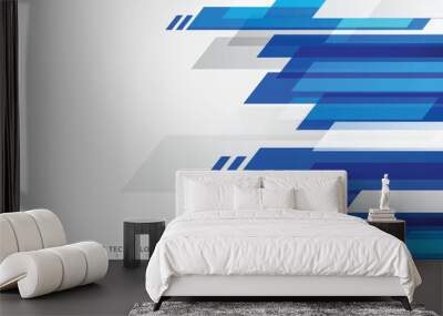 Abstract technology geometric blue color shiny motion background. Wall mural