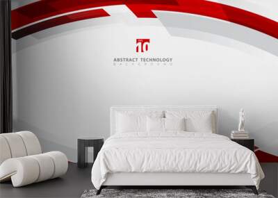 Abstract technology geometric red color shiny motion background. Wall mural