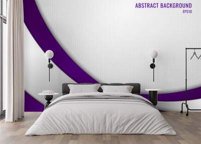 Abstract template purple and gray curve on square pattern white background Wall mural