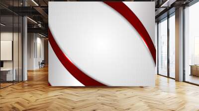 Abstract template red and gray curve on square pattern white background Wall mural