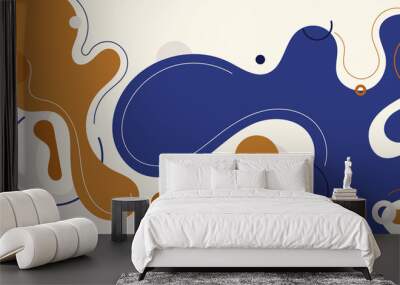 Abstract trendy organic shape composition amorphous forms and lines with circles elements on white background Wall mural