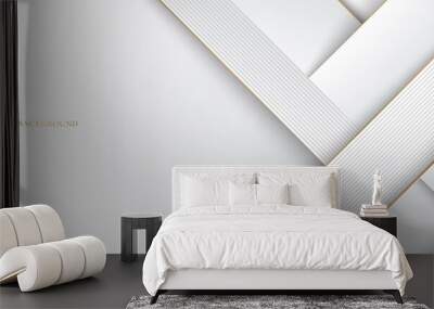 Abstract white and gray stripes with golden line elegant concept design Wall mural