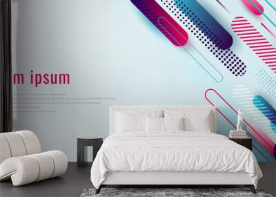 Banner web design template dynamic blue and pink geometric rounded line diagonal pattern stripes line elements on white background Wall mural