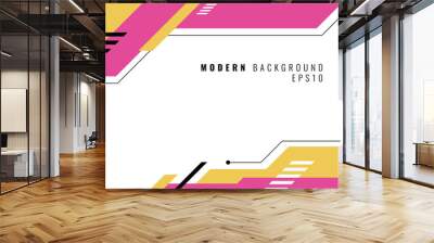 Banner web design template pink and yellow geometric design on white background Wall mural