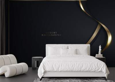 Elegant 3D abstract background black curved shape Wall mural