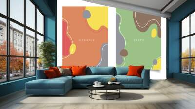 Set of abstract creative background organic shape with line minimal trendy style Wall mural